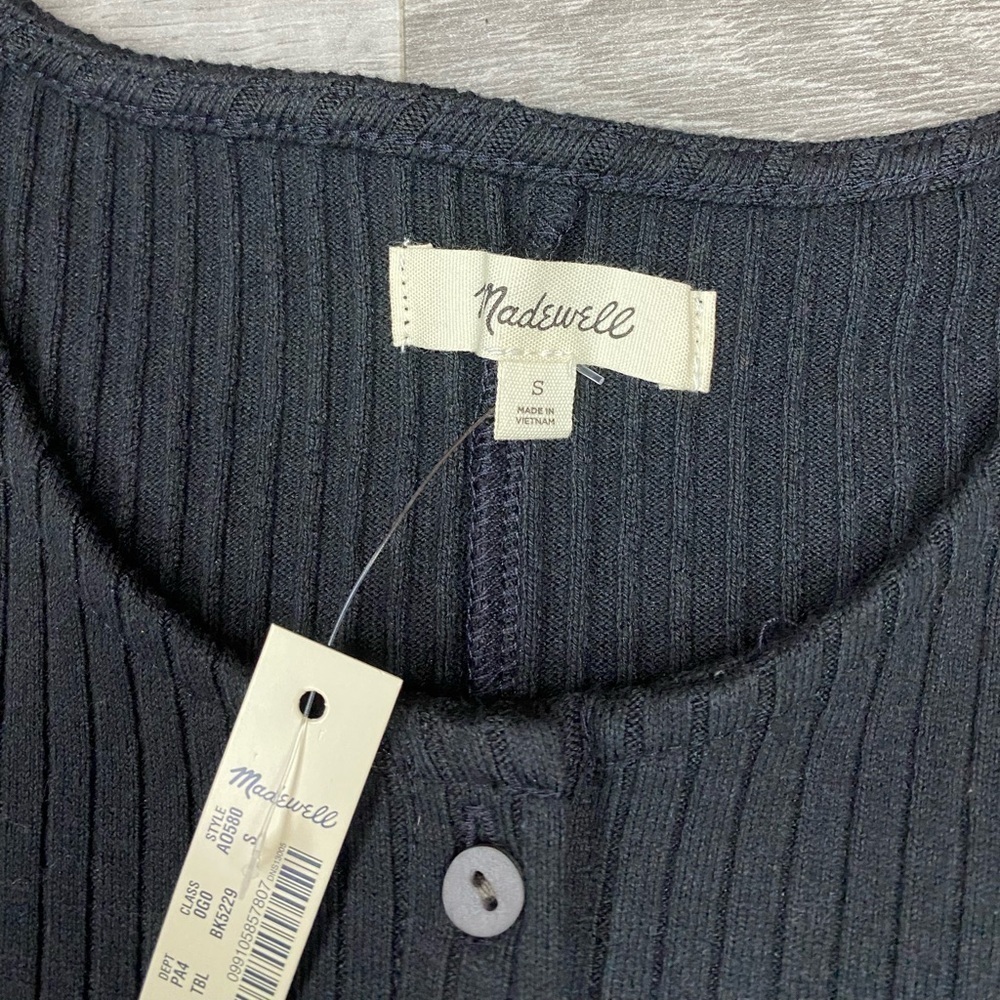 NWT Madewell Button-Front Ribbed Mini Dress - Picture 8 of 9
